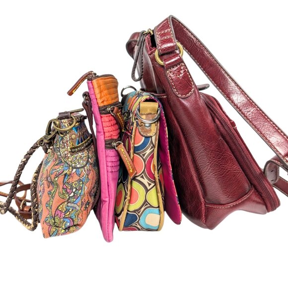 4 Crossbody Purse Bundle - Dooney Relic Sakroots Lily Bloom Floral Pink Red - Picture 4 of 16